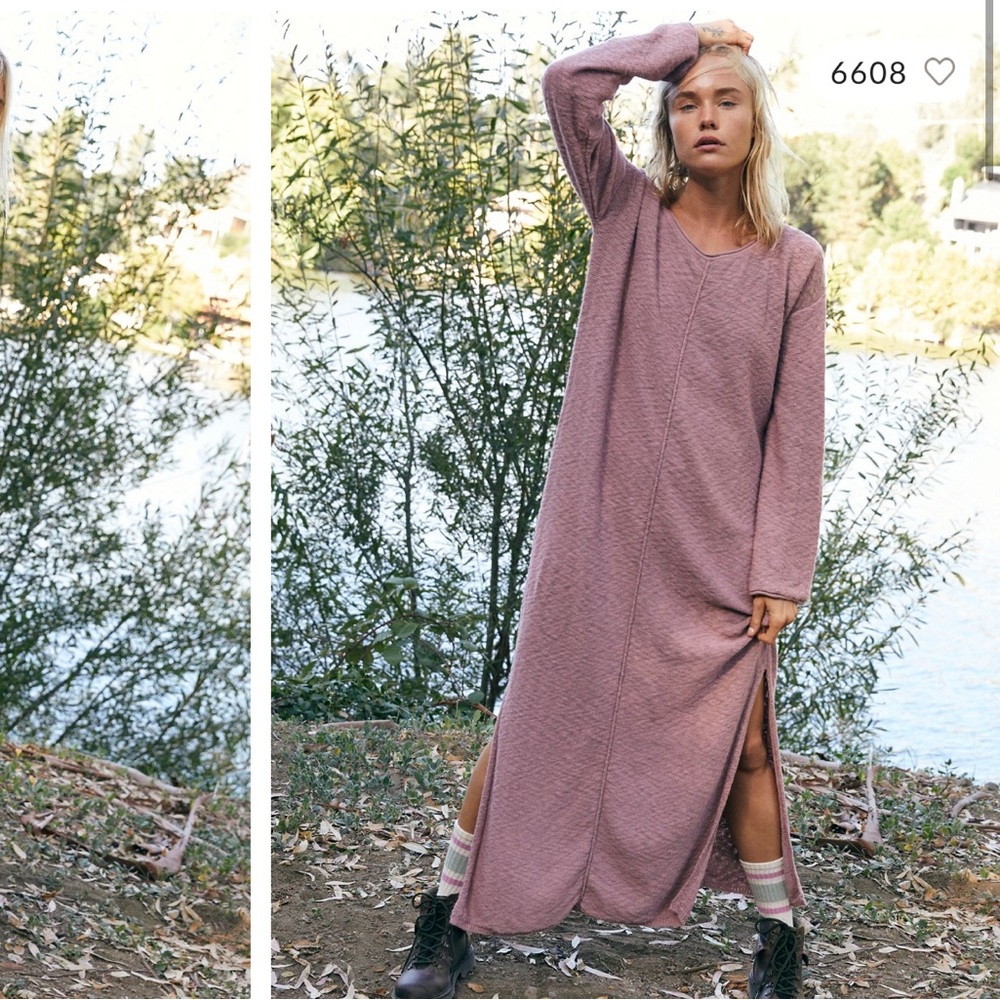 Free People Pink Long Sleeve Dress